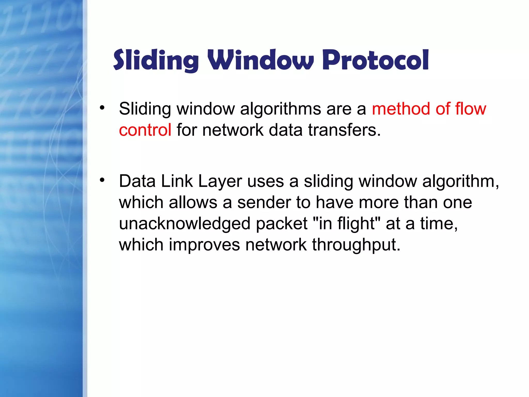 Sliding window protocol PPT