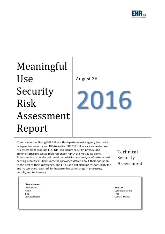 Meaningful Use Risk Assessment Template