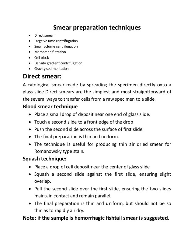 Smear preparation techniques