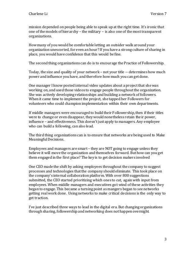 TED Talk Script "Giving Up Control Leading in the Digital Era"