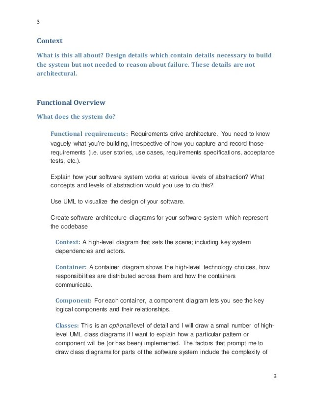 Software architect design documentation template