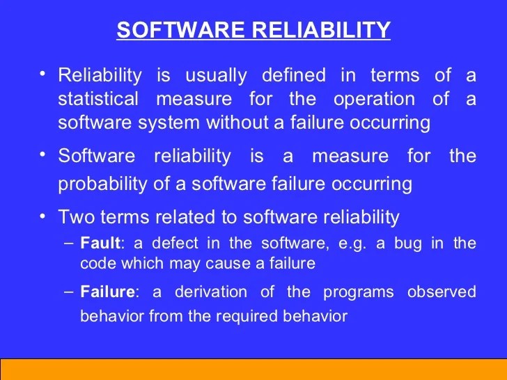 Software reliability