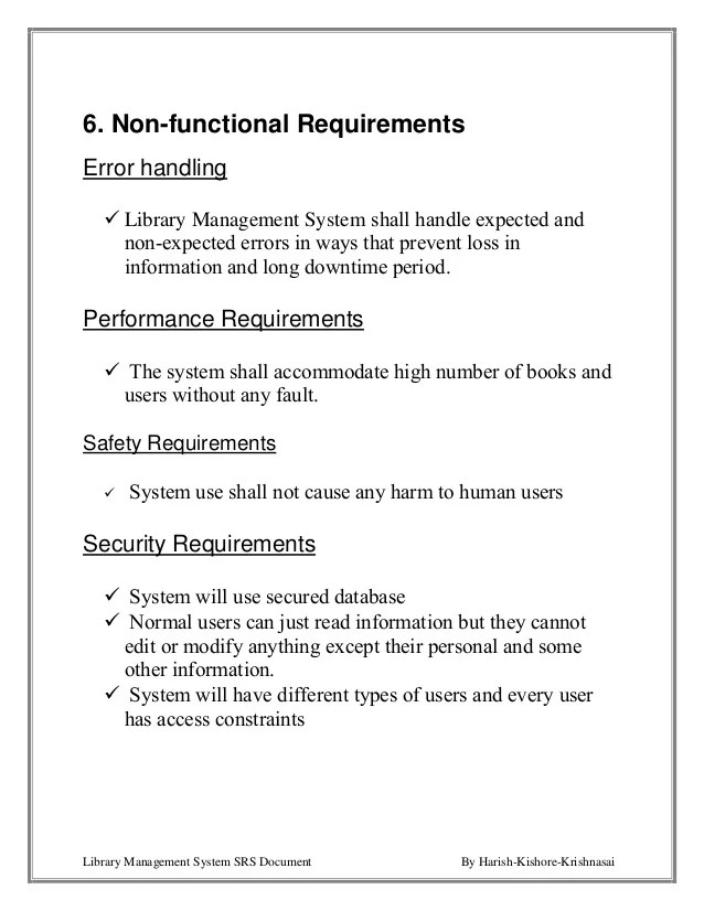 Software requirements specification