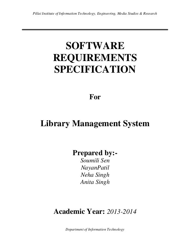Software requirements specification of Library Management