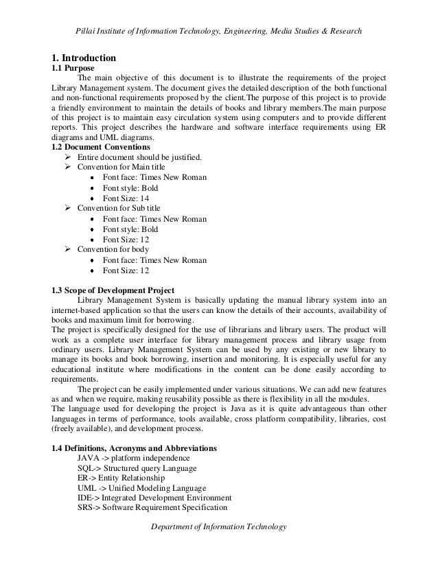 Software requirements specification of Library Management System