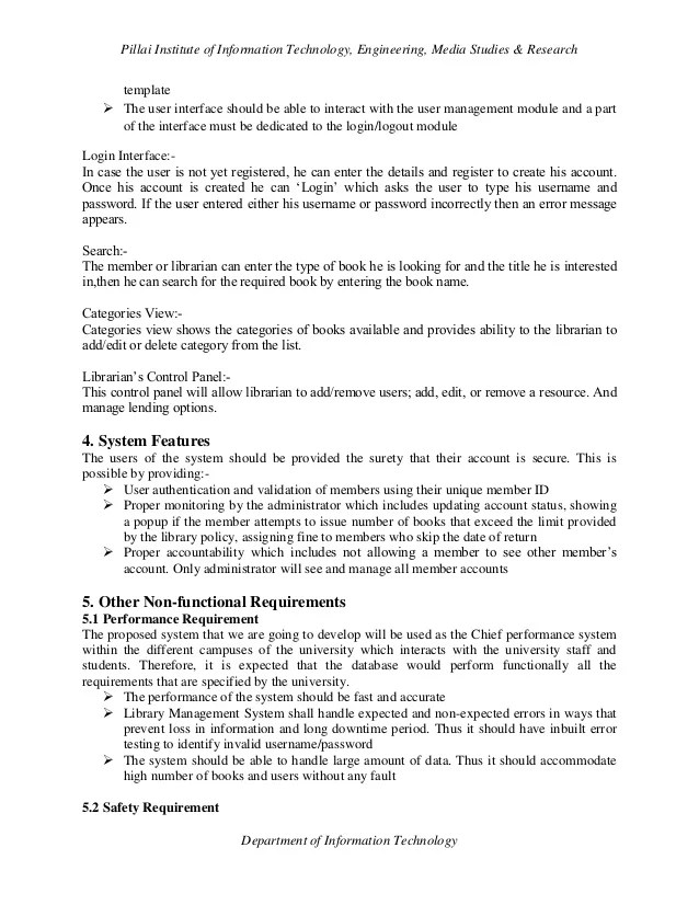 Software requirements specification of Library Management
