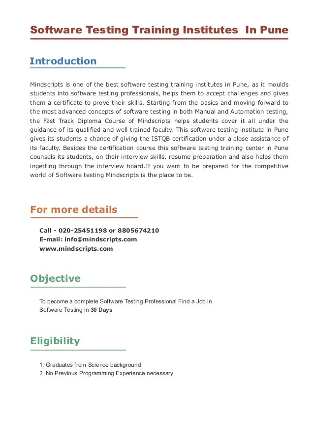 Software Testing Certification Courses In Pune