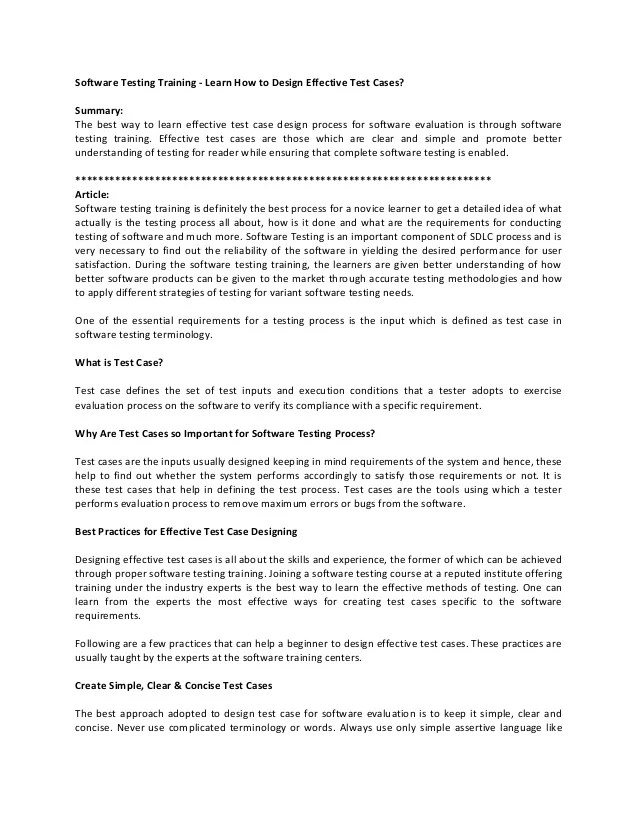 Software testing training learn how to design effective test cases