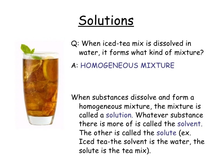 Solutions, suspensions, and colloids