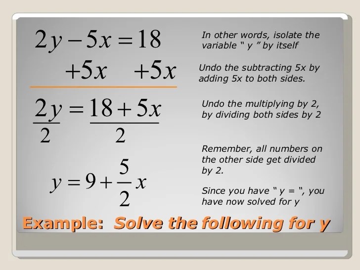 Solving Literal Equations