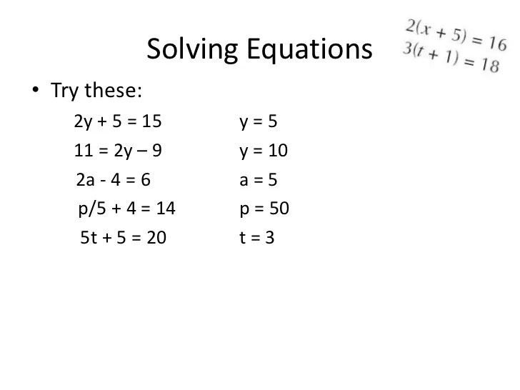 Solving equations