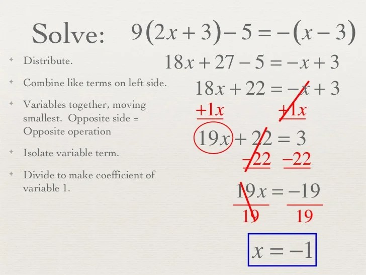 Solving equations variable both sides