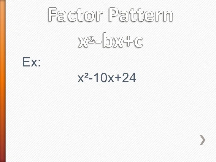 Special factor patterns