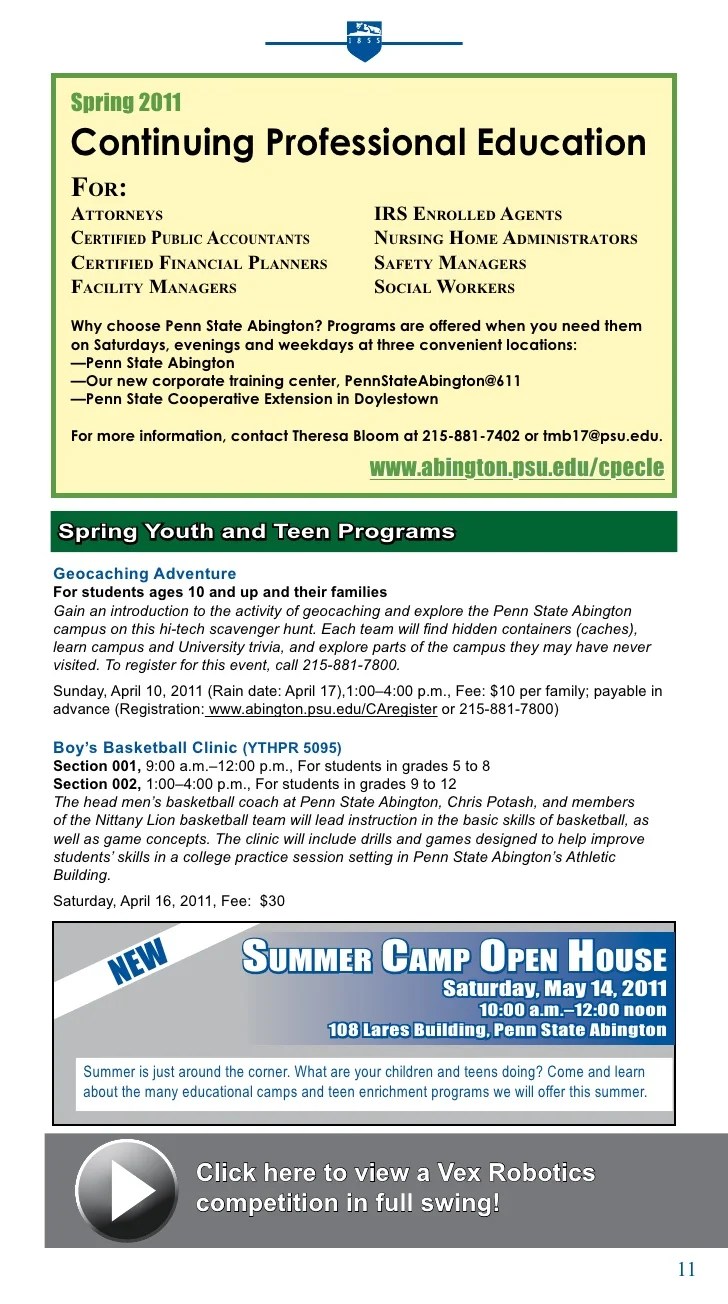 Penn State Abington Spring 2024 Schedule Penn State Abington Spring 2011