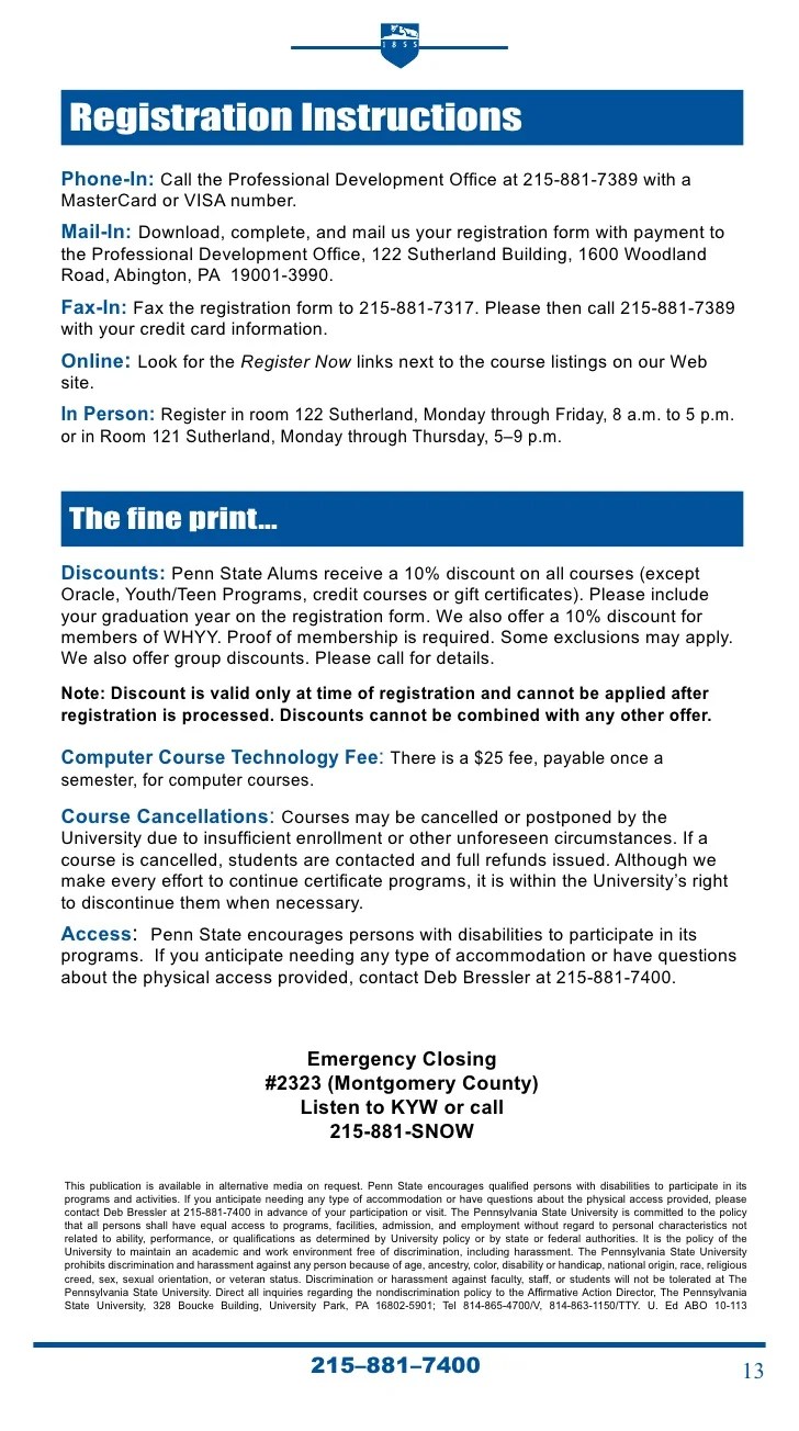 Penn State Abington Spring 2024 Schedule Penn State Abington Spring 2011