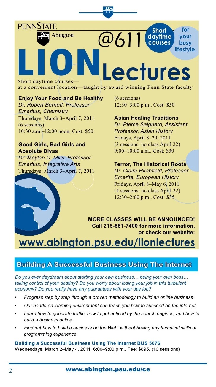 Penn State Abington Spring 2024 Schedule Penn State Abington Spring 2011