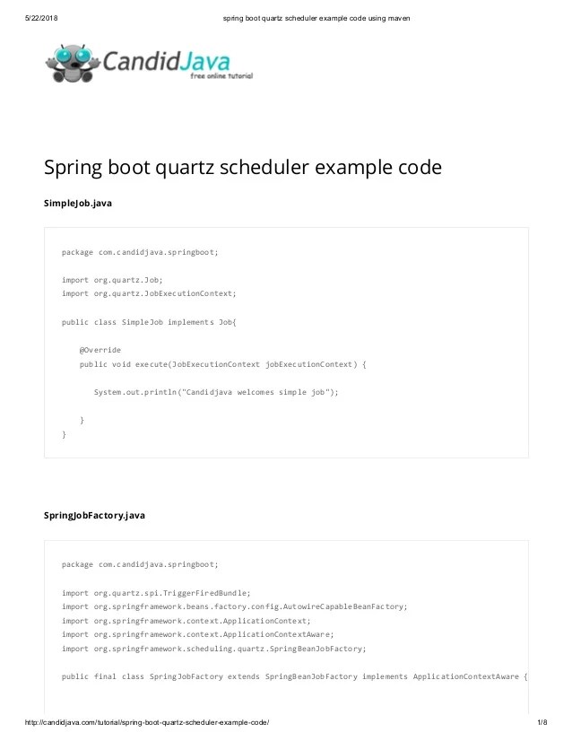Spring boot quartz scheduler example