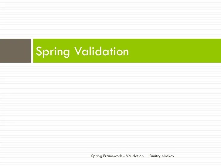 Spring Framework Validation