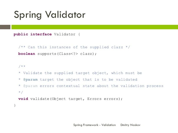 Spring Framework Validation