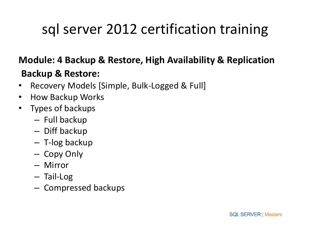 Sql server 2012 certification training
