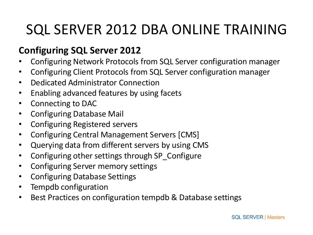 Sql server 2012 dba online training