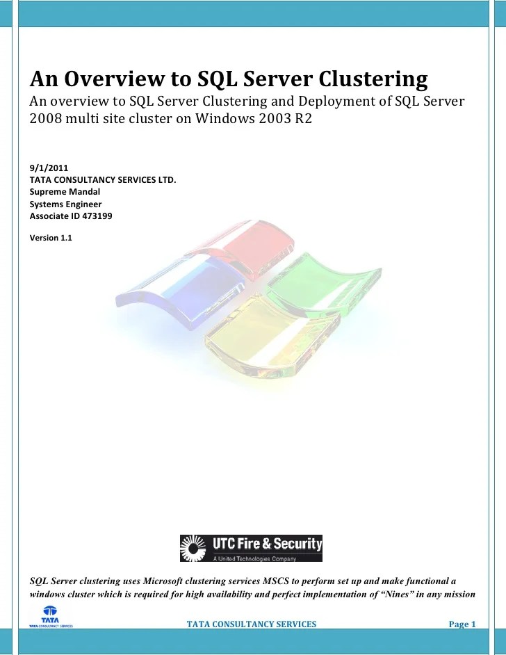SQL Server Clustering and High Availability