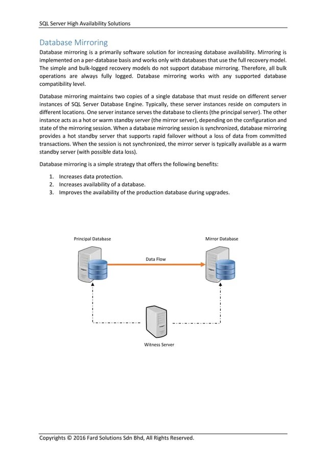 SQL Server High Availability Solutions (Pros & Cons) PDF