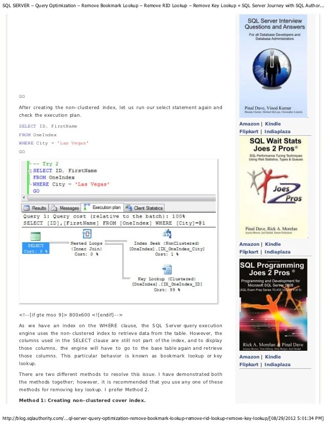 Sql server query optimization remove bookmark lookup remove rid…