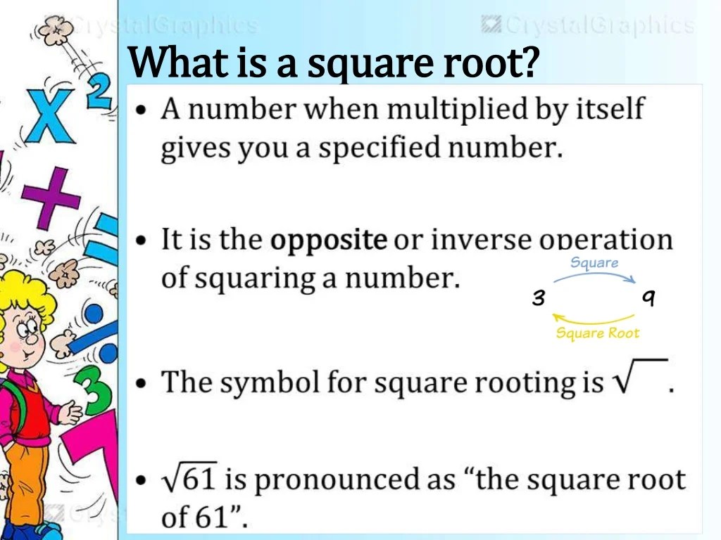 In the case of 590 the following two values are equal. For example, the square root of. Square root lecture