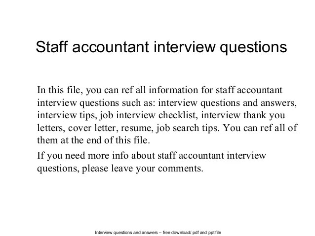 Staff Accountant Job Interview Questions And Answers Job Retro