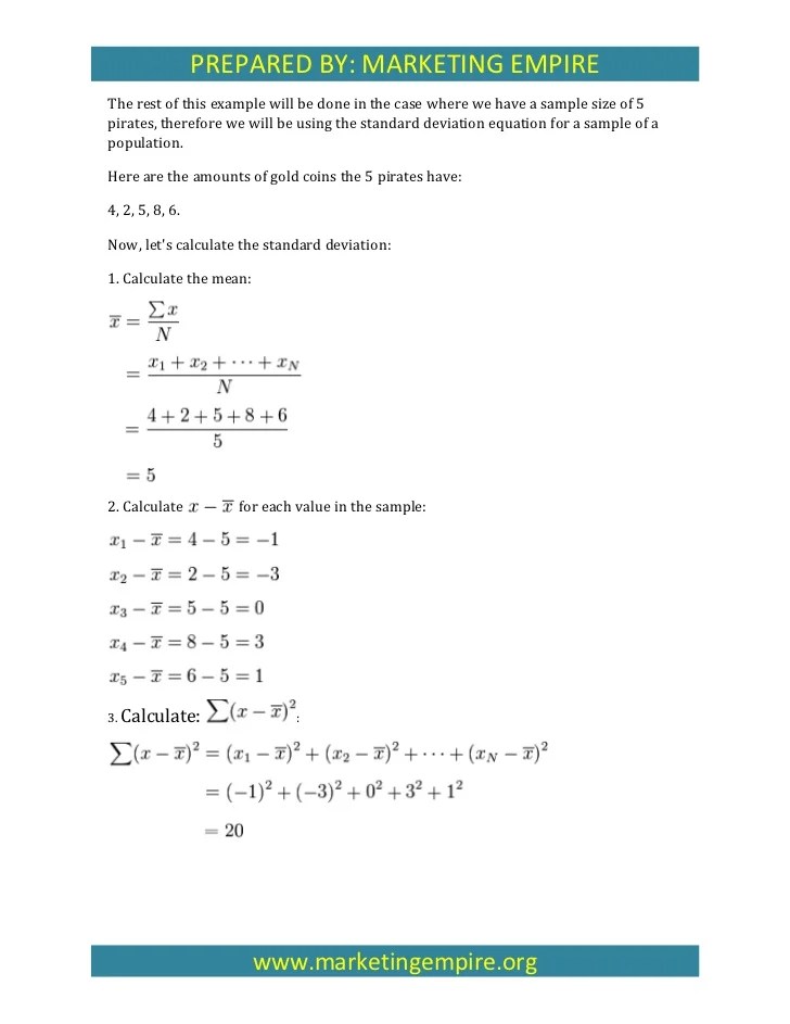 How To Calculate Standard Deviation From Mean And Sample Size