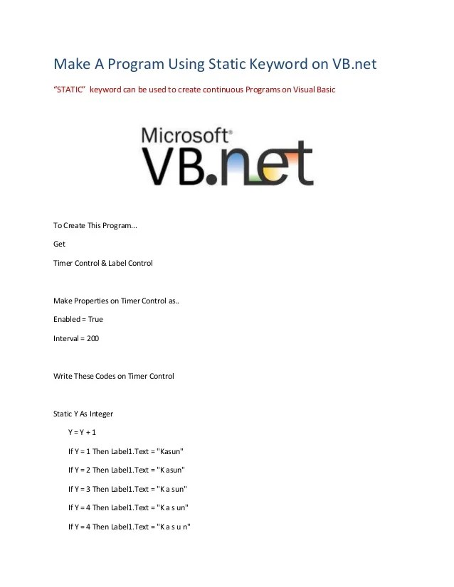 Make a Program Using Static Keyword on