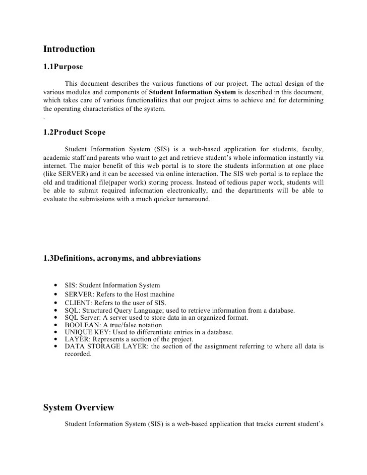 Student informationsystemprojectoutline