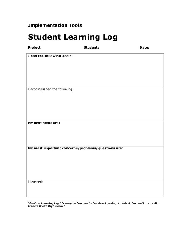 Student learning log