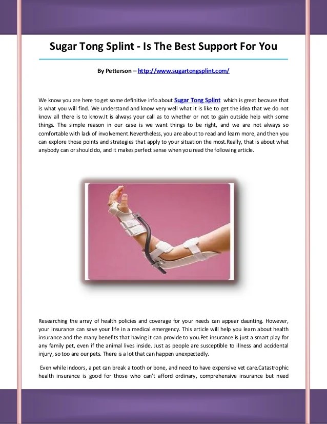 Sugar tong splint