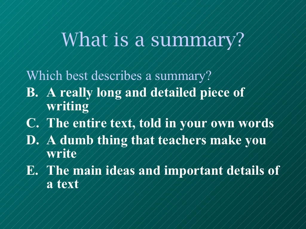 Summarizing A Story