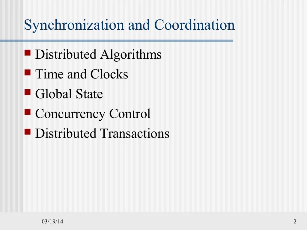 Synchronization in distributed systems