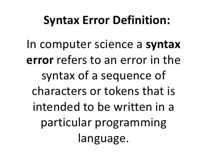 Syntax errors