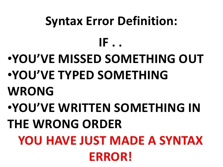 Syntax errors