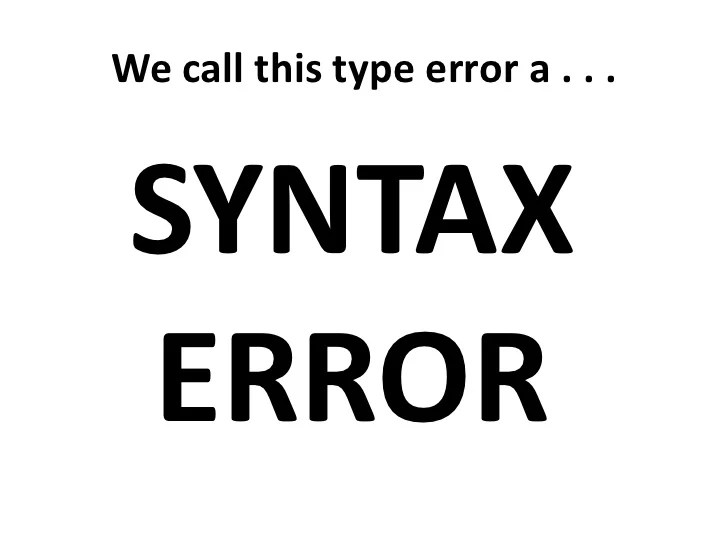 Syntax errors