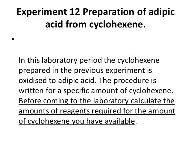Synthesis of adipdic acid organic lab
