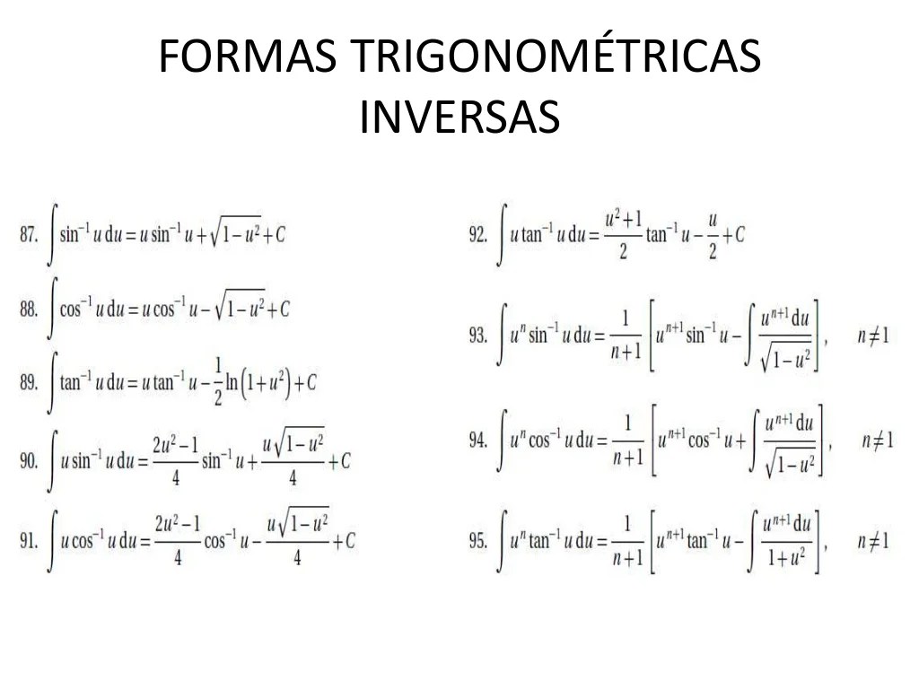 Tabla de integrales