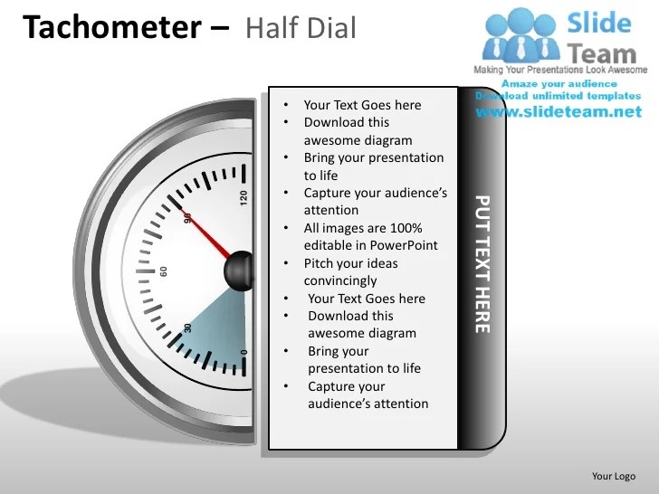 Tachometer half dial powerpoint presentation slides ppt templates