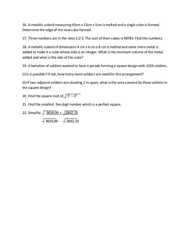 square roots and cube roots worksheet