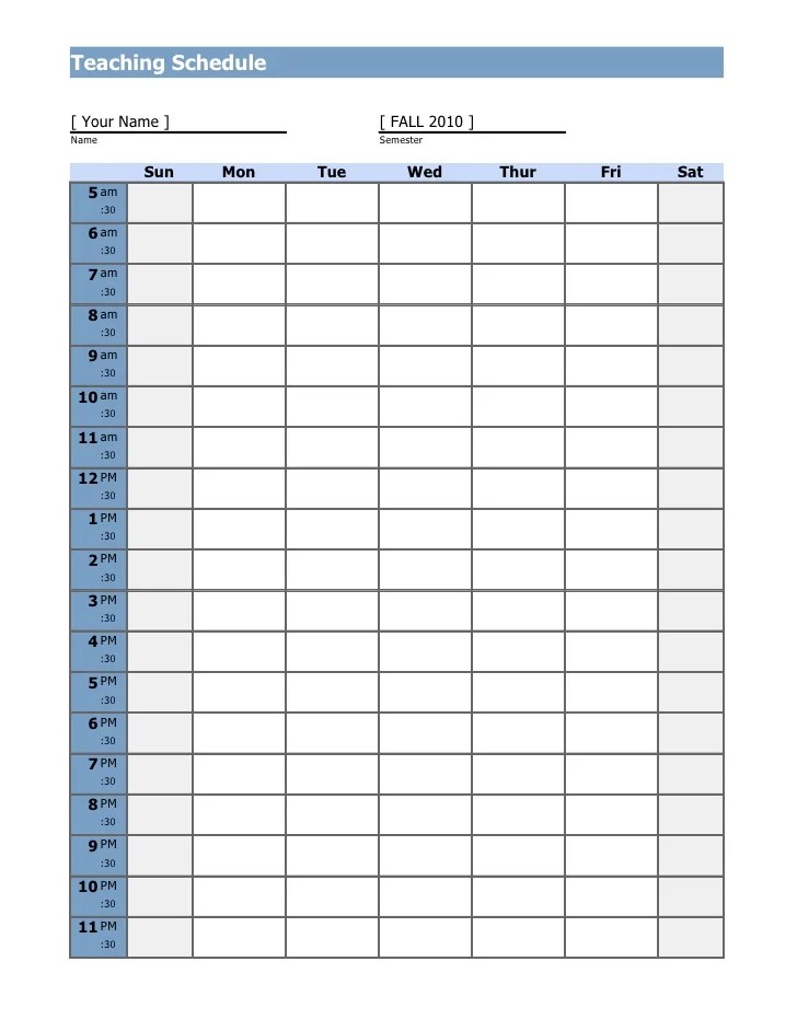 Teaching schedule
