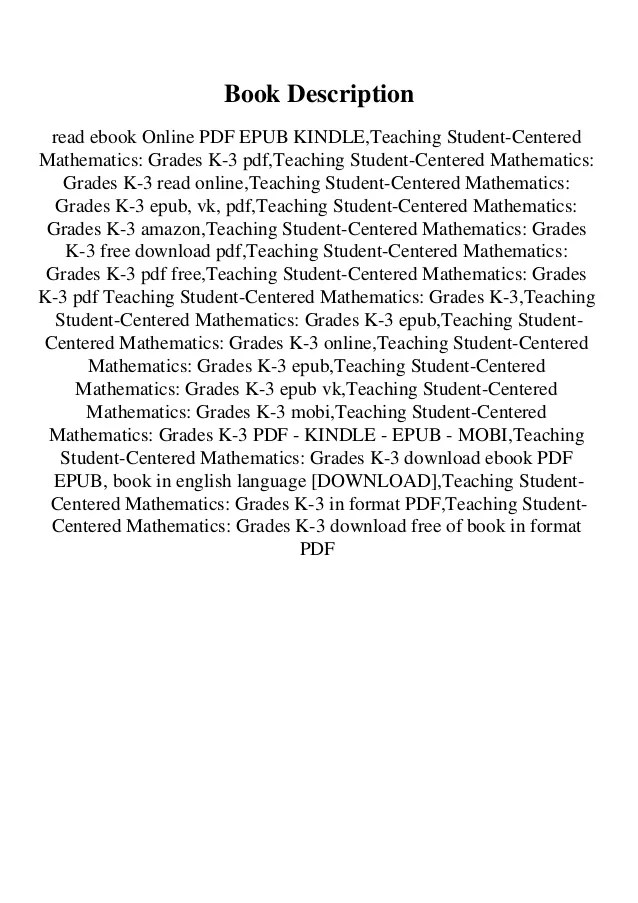 Teaching student centered mathematics grades k3