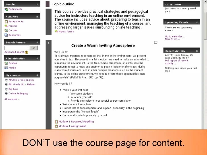 Best practices in Moodle Course Design