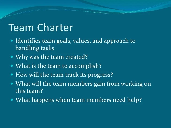 Team charter and building