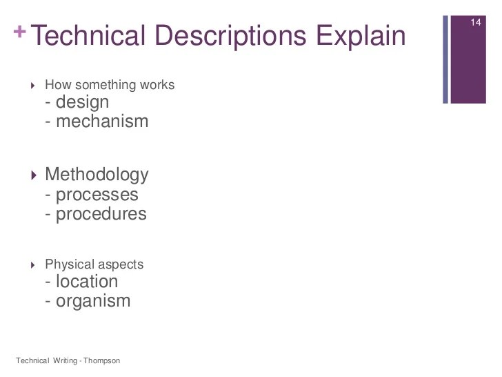 Technical definitions description