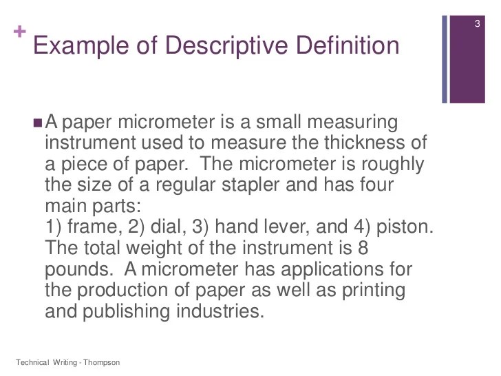 Technical definitions description